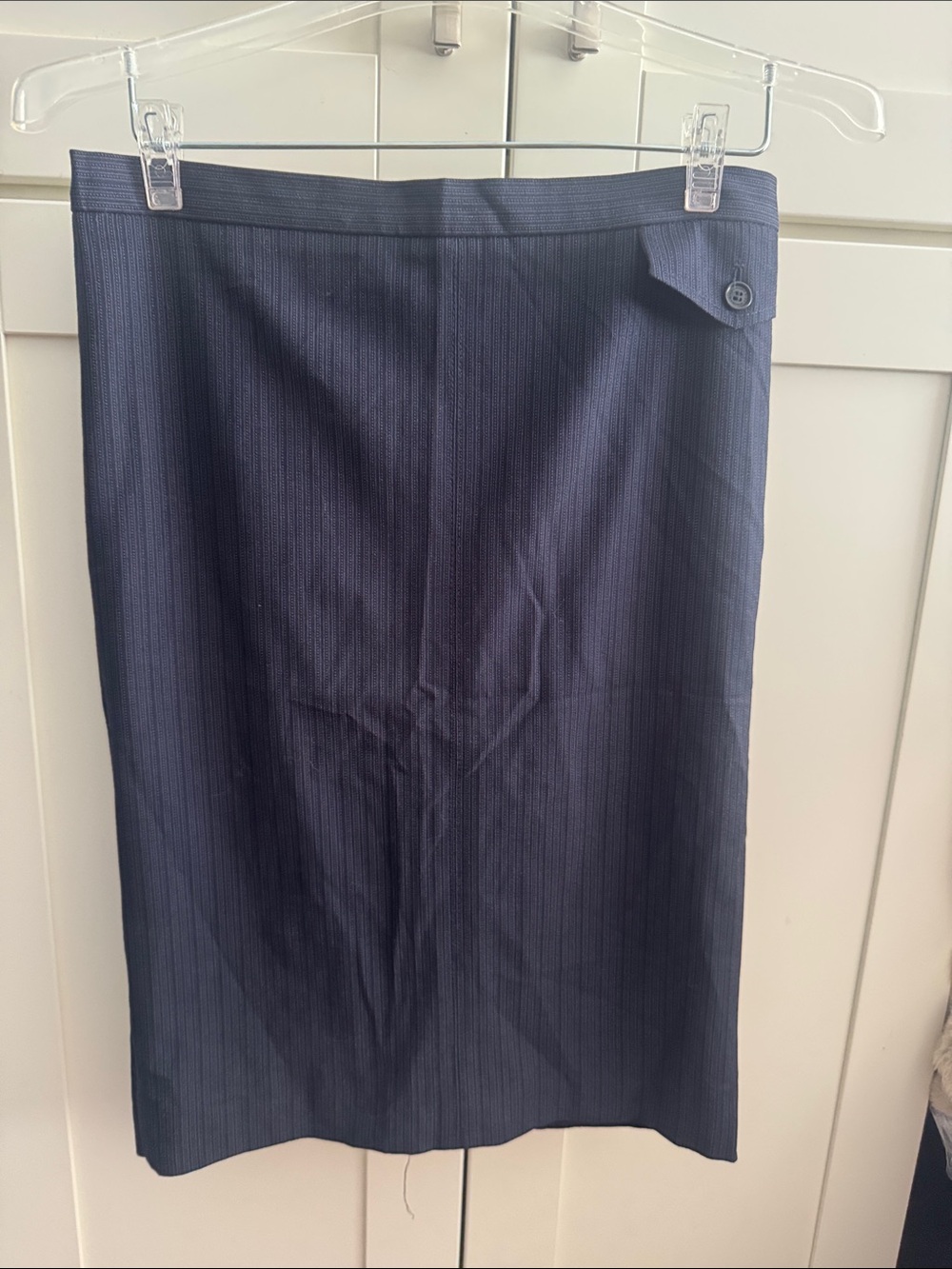 BCBGMaxAzria Navy Pinstripe Pencil Skirt